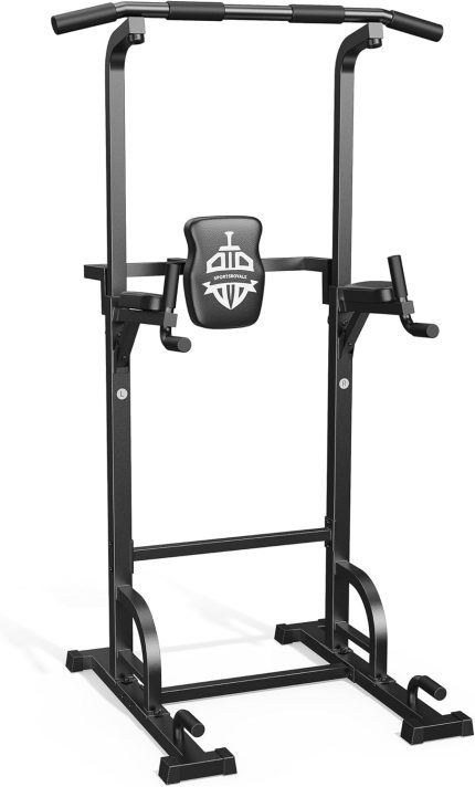 sportsroyals power tower pull up bar station, 450lbs stable pull up dip station for home gym strength training equipment