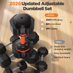 2026 updated adjustable dumbbell set of 2, 110lbs/50lbs weights dumbbell set with storage box, 25lbs/55lbs adjustable weights with anti slip silicone grip, weight set for home gym suit both men and women