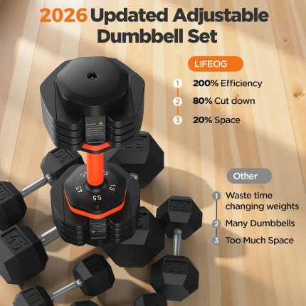 2026 updated adjustable dumbbell set of 2, 110lbs/50lbs weights dumbbell set with storage box, 25lbs/55lbs adjustable weights with anti slip silicone grip, weight set for home gym suit both men and women