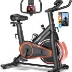 exercise bike, adjustable magnetic resistance stationary bikes for home with app compatible, silent indoor cycling bike with 350lbs weight capacity comfortable seat, digital monitor & phone mount