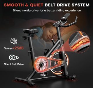 exercise bike, adjustable magnetic resistance stationary bikes for home with app compatible, silent indoor cycling bike with 350lbs weight capacity comfortable seat, digital monitor & phone mount