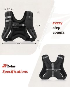 zelus weighted vest, 6lb/8lb/12lb/16lb/20lb/25lb/30lb weight vest with reflective stripe for workout, strength training, running, fitness, muscle building, weight loss, weightlifting