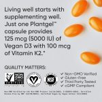 sports research® vitamin d3 + k2 w/ coconut oil vegan vitamin d 5000iu & mk7 vitamin k 100mcg for bone & immune support vegan certified · non gmo · soy free 60 softgels