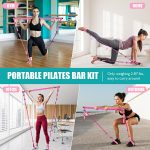 pilates bar kit with resistance bands, pilates workout equipment for legs, hip, waist, arm, squats exercise equipment for home workouts, adjustable 3 section pilates bar kit for women & men