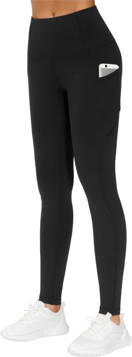 the gym people thick high waist yoga pants with pockets, tummy control workout running yoga leggings for women