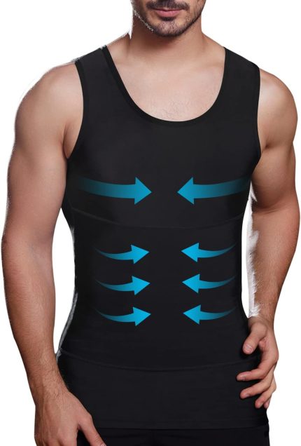 mens slimming compression shirt, body shaper workout tank top, gynecomastia tummy control undershirts change in seconds