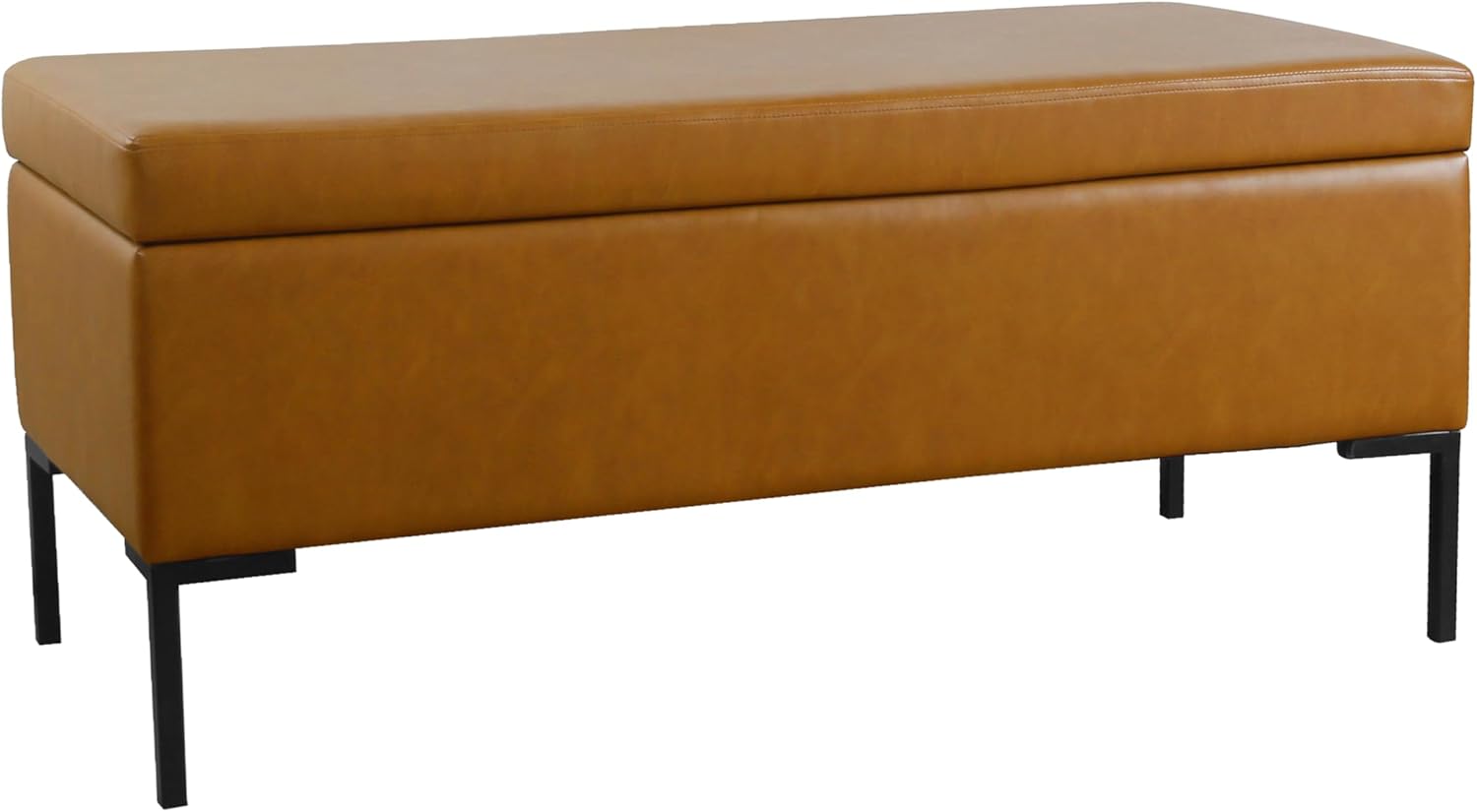 homepop upholstered storage bench with metal leg|homepop home décor|bench with storage for living room & entryway faux leather brown homepop upholstered storage bench with metal leg|homepop home décor|bench with storage for living room & entryway faux leather brown