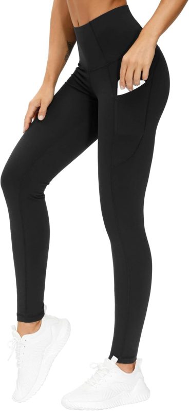 the gym people thick high waist yoga pants with pockets, tummy control workout running yoga leggings for women