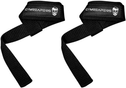gymreapers lifting wrist straps for weightlifting, bodybuilding, powerlifting, strength training, & deadlifts padded neoprene with 18 inch cotton