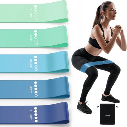 resistance bands for working out, 5 pack elastic loop exercise bands for strength training stretching, home gym equipment for pilates yoga physical therapy, leg glute arm workout kit for women men