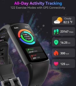 smart watch fitness tracker with 24/7 heart rate, blood oxygen blood pressure monitor sleep tracker 120 sports modes activity trackers step calorie counter ip68 waterproof for andriod iphone women men