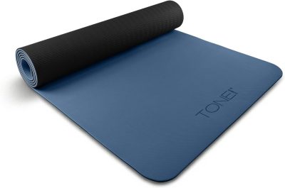 tone fitness yoga mat 1/4" thick non slip exercise & pilates mat for home workouts with carrying strap | multiple options
