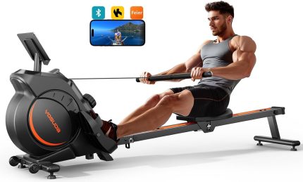 yosuda magnetic/water rowing machine for home rower machine use with bluetooth, app supported, rowing machine for beginners to athletes, comfortable seat cushion