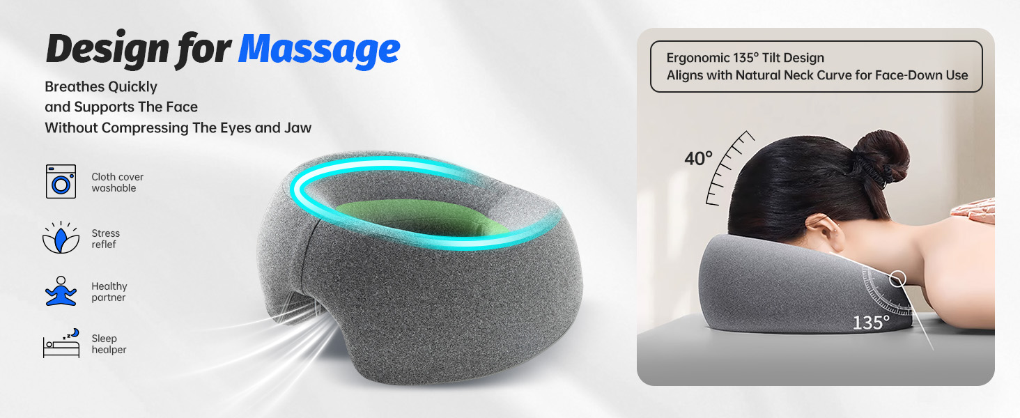 Ergonomic face-down massage pillow.