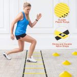 agility ladder speed training equipment set 20ft agility ladder,12 soccer cones,4 hurdles, jump rope, running parachute| basketball football soccer training equipment for kids youth adults