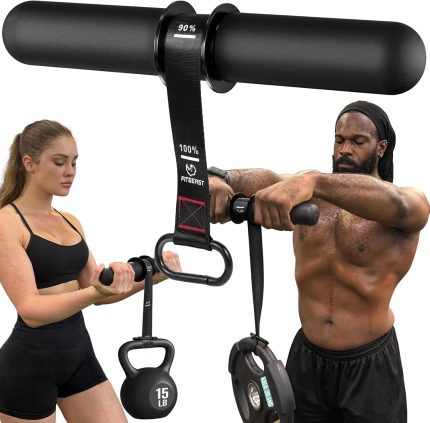 fitbeast forearm strengthener & forearm exerciser, wrist roller with thicker handle, forearm strength trainer with adjustable strap ideal for grip strength, muscle building, rehabilitation