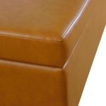 homepop upholstered storage bench with metal leg|homepop home décor|bench with storage for living room & entryway faux leather brown