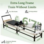 paeta pilates reformer, 91" foldable reformer pilates machine with adjustable reformer heights, pilates equipment with piano wire spings and jump boards