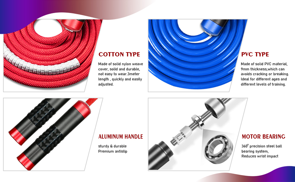 Speed jump rope weighted,adjustable jump rope,no tangle, upgraded tangle-free double ball bearings