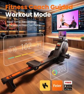 yosuda magnetic/water rowing machine for home rower machine use with bluetooth, app supported, rowing machine for beginners to athletes, comfortable seat cushion