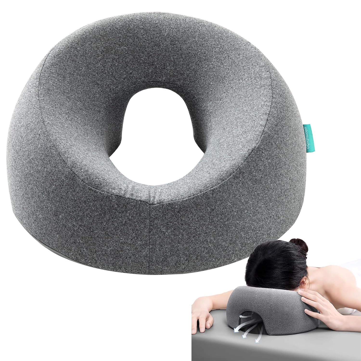 face down pillows for massage table, massage headrest for bed, face pillow for stomach sleeping, bbl pillow after surgery post eye surgery & vitrectomy recovery, removable cover grey face down pillows for massage table, massage headrest for bed, face pillow for stomach sleeping, bbl pillow after surgery post eye surgery & vitrectomy recovery, removable cover grey