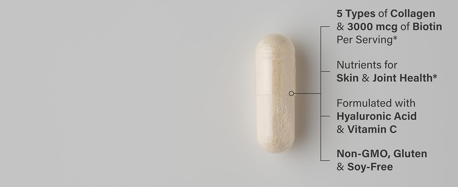 Vegan Biotin Multi Collagen 3000mcg Extra Strength Vitamin B7 Coconut Oil supports hair skin & nails