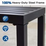 Black Outdoor Backless Bench for Garden, Set of 2, Metal Outdoor Bench Weatherproof, Patio Benches for Outdoors, Benches Seat for Backyard, Porch, Plant Stand and Holder - Image 4