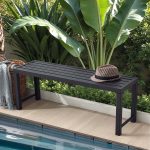 Black Outdoor Backless Bench for Garden, Set of 2, Metal Outdoor Bench Weatherproof, Patio Benches for Outdoors, Benches Seat for Backyard, Porch, Plant Stand and Holder - Image 3