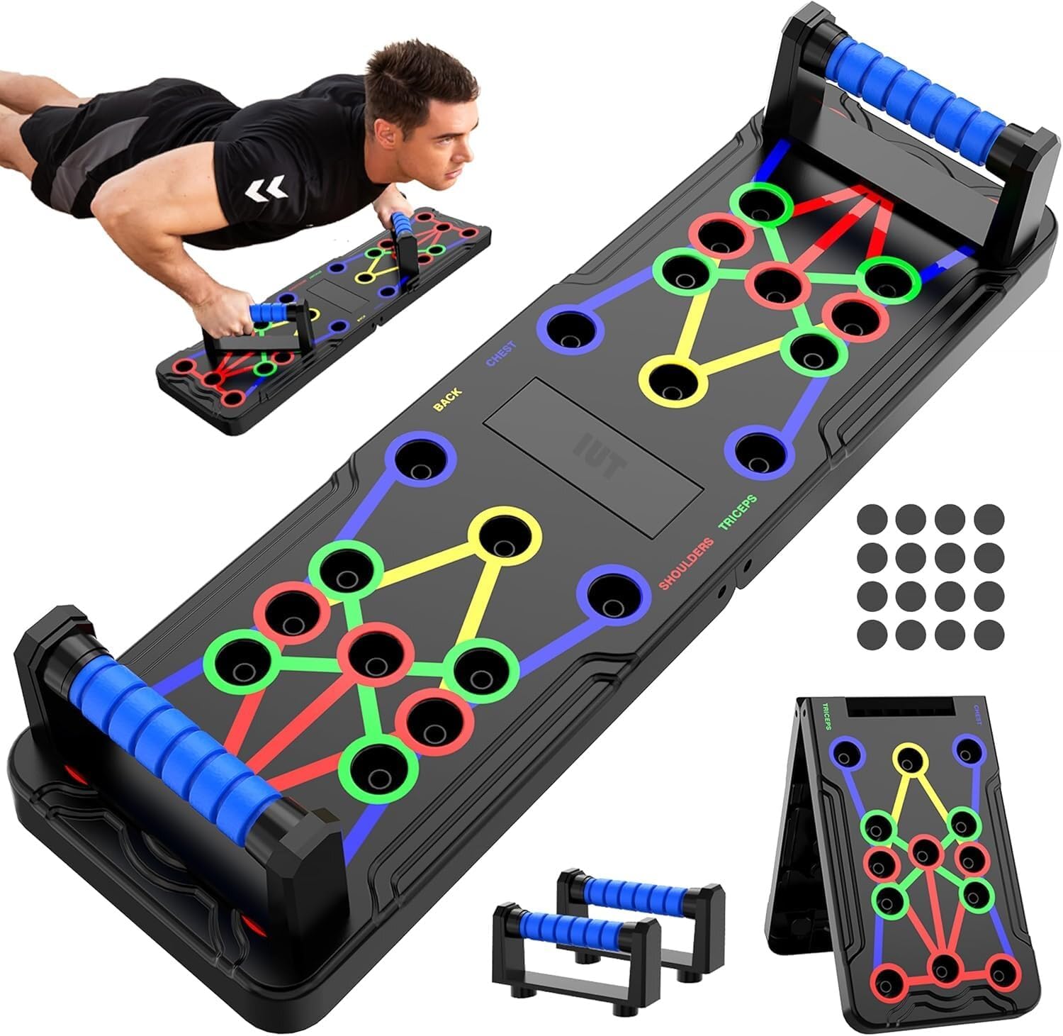 71XenpUXQYL._AC_SL1500_.jpg IUT Solid Push Up Board 15 in 1 Home Workout Equipment Multi-Functional Pushup Stands System Fitness Floor Chest Muscle Exercise Professional Equipment Burn Fat - Image 1