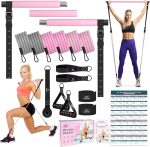 COFOF Pilates Bar Kit with Resistance Bands, Multifunctional Yoga Pilates Bar with Heavy-Duty Metal Adjustment Buckle, Portable Home Gym Pilates Resistance Bar Kit for Women Full Body Workouts