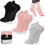 loudashuaiqi Grip Pilates Socks Non Slip Athletic Yoga Socks with Grips for Women Grippy socks for Hospital Workout Barre