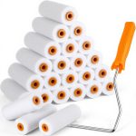 24 Pcs 4 Inch Foam Paint Rollers with Roller Frame Kit High Density Foam Paint Roller House Painting Supplies, Mini Rollers Accessories for Painting Walls, Doors, Furniture, Trim, Cabinets