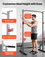 VEVOR Power Cage Squat Rack, Multifunctional Squat Rack for Home Gym, Workout Strength Training Equipment for Bench Press Squats Pull-Up - Image 4