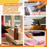 24 Pcs 4 Inch Foam Paint Rollers with Roller Frame Kit High Density Foam Paint Roller House Painting Supplies, Mini Rollers Accessories for Painting Walls, Doors, Furniture, Trim, Cabinets - Image 5
