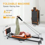 Pilates Reformer, Foldable Pilates Machine with Jump Board & Pilates Box (4 Springs & 5 Resistance Cords) for Home Gym Workout, Pilate Equipment Kit for Beginners & Advanced Users, Up to 500 LBS - Image 5