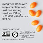 Sports Research CoQ10 (100mg) Enhanced w/Coconut Oil & Bioperine (Black Pepper) for Better Absorption | Vegan Certified, Non-GMO Verified (120 Veggie Softgels) - Image 4