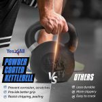 Yes4All Powder Coated Kettlebell, Cast Iron Core Kettlebells with Non-Slip Handle & Flat Bottom for Conditioning, Heavy Duty for Strength Training, 9lb to 71lb - Single & Pair - Image 6