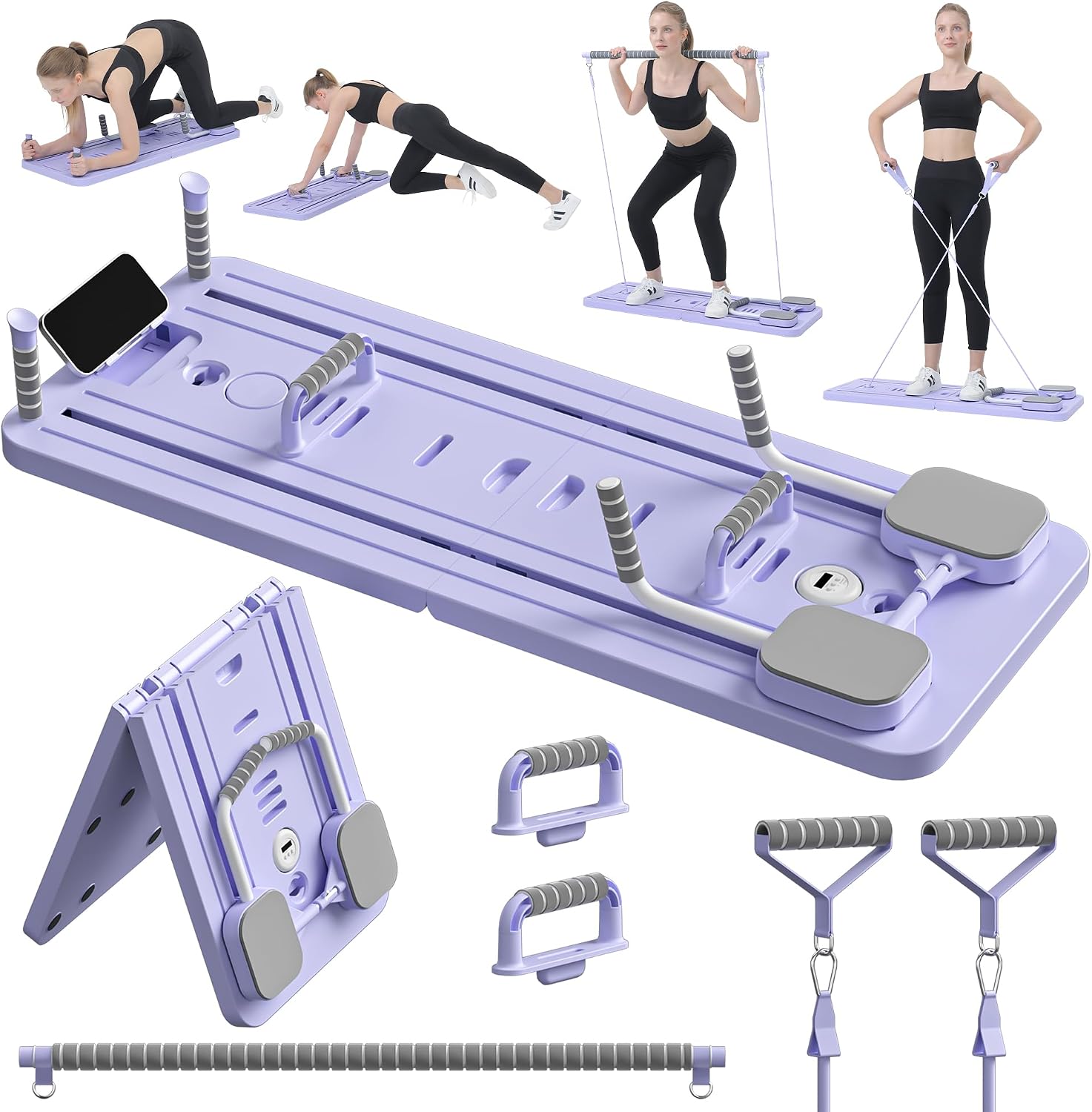 71j5tPzMVwL._AC_SL1500_.jpg JANUA Pilates Board - Pilates Reformer Set, Multi-Purpose Foldable Pilates Reformer Board for Home, 5 in 1 Pilates Sliding Board - Image 1