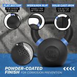 Yes4All Powder Coated Kettlebell, Cast Iron Core Kettlebells with Non-Slip Handle & Flat Bottom for Conditioning, Heavy Duty for Strength Training, 9lb to 71lb - Single & Pair - Image 3